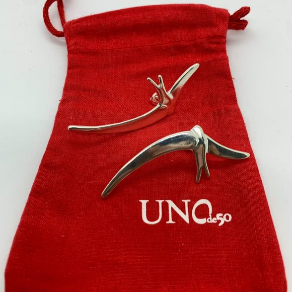 Uno de 50 Earrings Simple Minimalist Unique Earrings Silver-Plated Alloy Metal - Picture 4 of 8